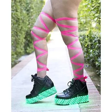 iHeartRaves Pair of Non-Slip Rave Leg Wraps (Neon Pink)