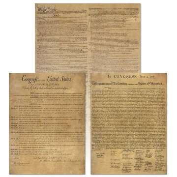 American Founding documents Laminated 3 pack: US Constitution, Declaration of Independence and Bill ...