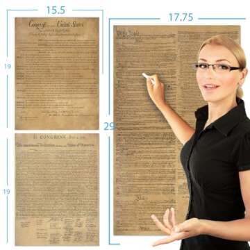 American Founding documents Laminated 3 pack: US Constitution, Declaration of Independence and Bill of Rights reproduction NOW with BIGGER clearer Letters Young N Refined