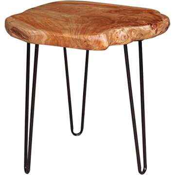 NXN-HOME Natural Edge Side Table, Live Edge End Table with 3 Hairpin Legs, Nightstand Plant Stand for Bedroom and Living Room(15.5" L x 14.5" W x 16" T.)