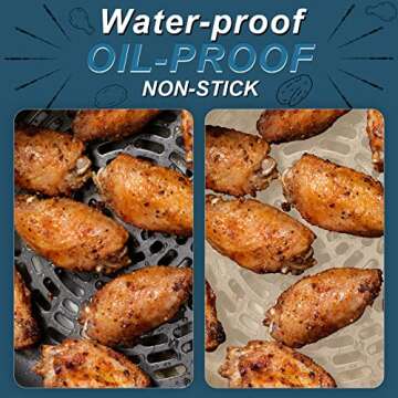 100pcs Air Fryer Disposable Paper Liner, 7.9inch Non-Stick Air Fryer Parchment Paper Liners, Baking ...