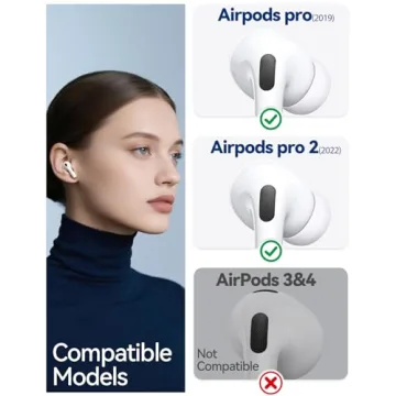 4 Pairs Silicone Replacement Ear Tips for AirPods Pro (2019) & AirPods Pro 2 (2022) with Cleaning Pe...