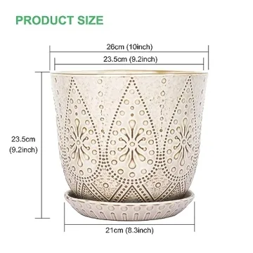 Gepege 10 Inch Plant Pot - Elegant Ceramic Planter