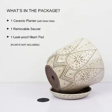 Gepege 10 Inch Plant Pot - Elegant Ceramic Planter