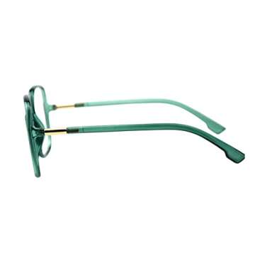 Shiratori Women's Retro Blue Light Blocking Glasses - Oversized Green Nerd Frame