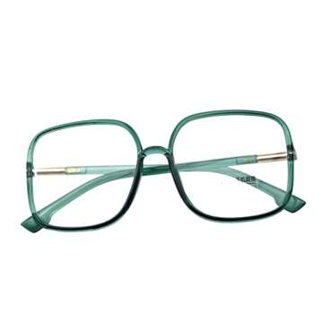 Shiratori Women's Retro Blue Light Blocking Oversized Eyeglasses