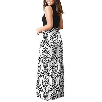 AUSELILY Women's Stylish Summer Maxi Dress with Pockets
