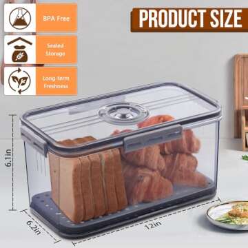 Gifhomfix Bread Box Bread Boxes for Kitchen Counter Airtight, Time Recording Bread Storage Container...