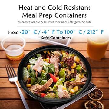 Meal Prep Containers, KICHEIF [20Pack][32oz] Reusable Food Prep Containers, Food Storage Containers with Lids, Meal Prep Bowls, Bento Box - BPA Free, Stackable/Microwave/Dishwasher/Freezer Safe