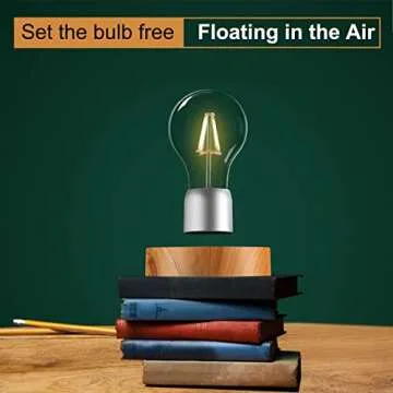 VGAzer Magnetic Levitating Floating Wireless LED Light Bulb Desk Lamp for Unique Gifts, Room Decor, Night Light, Home Office Decor Desk Tech Toys (Round Wooden Base.)