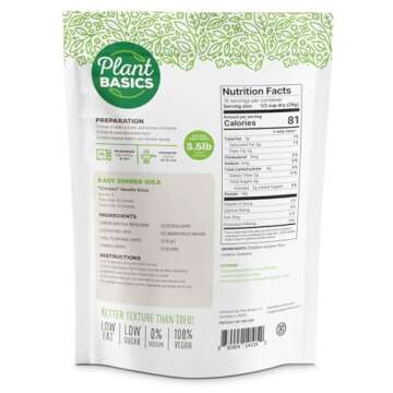 Plant Basics - Hearty Plant Protein - Unflavored Chunks, 1 lb, Non-GMO, Gluten Free, Low Fat, Low So...