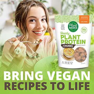 Plant Basics - Hearty Plant Protein - Unflavored Chunks, 1 lb, Non-GMO, Gluten Free, Low Fat, Low Sodium, Vegan, Meat Substitute