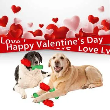 Dog Puzzle Toys, Valentine Day Dog Toys, Dog Birthday Toy Enrichment Squeaky Crinkle Treat Dispensin...