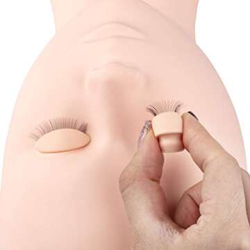 Cuckoo Eyelash Mannequin Head Replaced Eyelids Silicone Training Mannequin Head with 7 Pairs Removable Eyelids, Lash Extension Supplies,Makeup Soft-Touch Rubber Practice Head