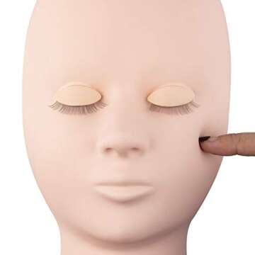 Cuckoo Eyelash Mannequin Head Replaced Eyelids Silicone Training Mannequin Head with 7 Pairs Removable Eyelids, Lash Extension Supplies,Makeup Soft-Touch Rubber Practice Head
