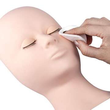 Cuckoo Eyelash Mannequin Head Replaced Eyelids Silicone Training Mannequin Head with 7 Pairs Removable Eyelids, Lash Extension Supplies,Makeup Soft-Touch Rubber Practice Head