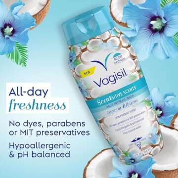 Vagisil Feminine Wash for Intimate Area Hygiene, Scentsitive Scents, pH Balanced and Gynecologist Te...