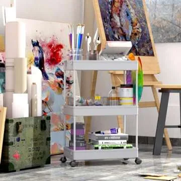 SPACEKEEPER 3 Tier Rolling Storage Cart for Home & Office