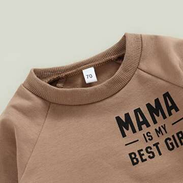 2Pcs Toddler Baby Boy Fall Winter Outfit Letters Print Crewneck Pullover Sweatshirt Tops Striped Pants Casual Clothes Set (Brown, 18-24 Months)