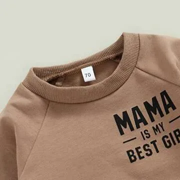 2Pcs Toddler Baby Boy Fall Winter Outfit Letters Print Crewneck Pullover Sweatshirt Tops Striped Pants Casual Clothes Set (Brown, 18-24 Months)