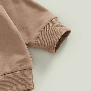 2Pcs Toddler Baby Boy Fall Winter Outfit Letters Print Crewneck Pullover Sweatshirt Tops Striped Pants Casual Clothes Set (Brown, 18-24 Months)