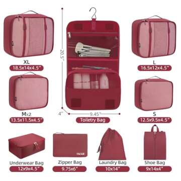 BAGAIL 10 Set Packing Cubes Various Sizes Packing Organizer for Travel Accessories Luggage Carry On ...