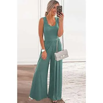 PRETTYGARDEN Women’s Summer Casual Jumpsuit – Sleeveless Scoop Neck Fit And Flare Rompers (Grey ...