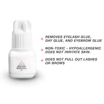 Natural Organic Eyelash Extension Glue Remover, No Harmful Chemicals, Breaks Down Glue Bonds And Lashes Slide Off Without Breakage