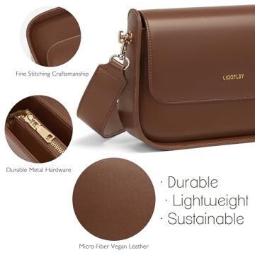 Ligoflsy Small Shoulder Bags for Women, Mini Purses with 2 Removable Strap, Vegan Leather Satchel Bag (Brown)