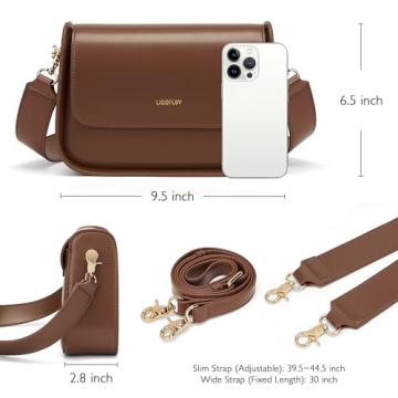Ligoflsy Small Shoulder Bags for Women, Mini Purses with 2 Removable Strap, Vegan Leather Satchel Bag (Brown)