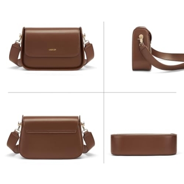 Ligoflsy Small Shoulder Bags for Women, Mini Purses with 2 Removable Strap, Vegan Leather Satchel Bag (Brown)