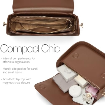 Ligoflsy Small Shoulder Bags for Women, Mini Purses with 2 Removable Strap, Vegan Leather Satchel Bag (Brown)