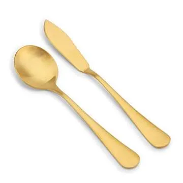Stylish Matte Gold Serving Set - 5-Piece Durable Design