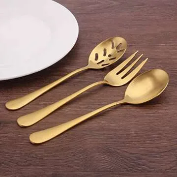 Stylish Matte Gold Serving Set - 5-Piece Durable Design