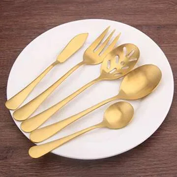 Stylish Matte Gold Serving Set - 5-Piece Durable Design