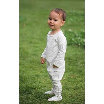 Owlivia Organic Cotton Baby Pajamas, Boys Girls Zip Front Sleep 'N Play, Footed Sleeper, Long Sleeve(6-12 Months, Gray Rabbit)