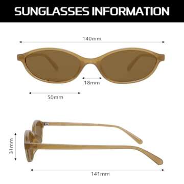 GUVIVI Retro Oval Sunglasses for Women Chic Cat Eye 90s Sunnies Lightweight Narrow Shades Trendy UV protection Sun Glasses