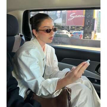 GUVIVI Retro Oval Sunglasses for Women Chic Cat Eye 90s Sunnies Lightweight Narrow Shades Trendy UV protection Sun Glasses