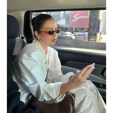 GUVIVI Retro Oval Sunglasses for Women Chic Cat Eye 90s Sunnies Lightweight Narrow Shades Trendy UV protection Sun Glasses