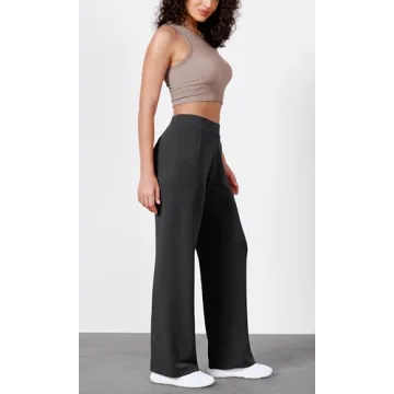 ODODOS Women's Modal Soft Wide Leg Pants Elastic High Waist Casual Lounge Relaxed Pants with Pockets - 31" Inseam, Black, Medium
