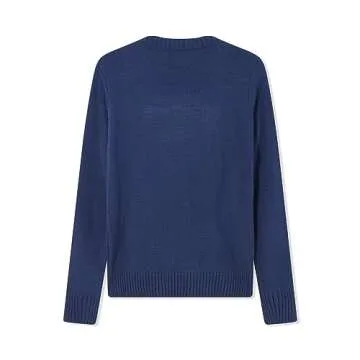 Women Vintage Loose Casual Sweater Long Sleeve Crew Neck USA Flag Print Knit Pullover Knitwear Fall Streetwear