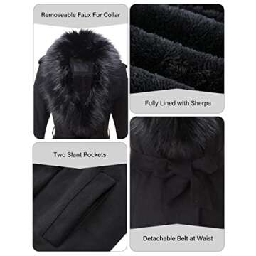 Bellivera Women's Faux Suede Leather Jacket Lapel Outwear Trench Dress Coat Costume FF20 Black M