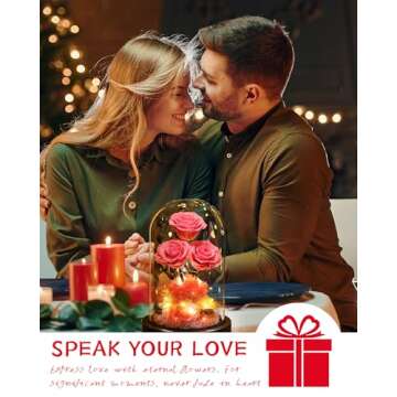 Agrul Valentines Day Flowers Roses Gifts for Her Preserved Roses in Glass Dome Forever Real Roses fo...