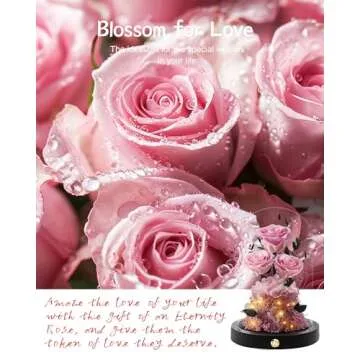 Agrul Valentines Day Flowers Roses Gifts for Her Preserved Roses in Glass Dome Forever Real Roses for Wife Girlfriend,Gifts Women Mom Best Friend Grandma,Pink Roses Gifts for Her.