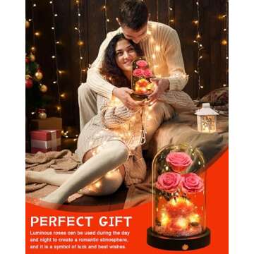 Agrul Valentines Day Flowers Roses Gifts for Her Preserved Roses in Glass Dome Forever Real Roses for Wife Girlfriend,Gifts Women Mom Best Friend Grandma,Pink Roses Gifts for Her.