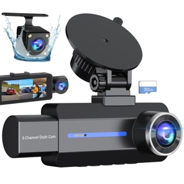 3 Channel 2.5K Dash Cam with Night Vision & 32GB Card - High-Def Protection