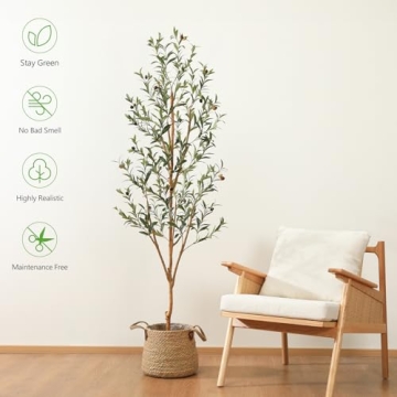 6FT Artificial Olive Tree - Kazeila Faux Silk Decor