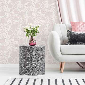 Tempaper Dusted Pink Garden Floral Removable Peel and Stick Floral Wallpaper, 20.5 in X 16.5 ft, Mad...