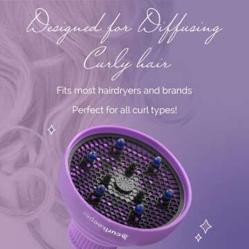 Curl Keeper Diffuser Hair Dryer for Curly Hair - Pop Up Silicone Hair Diffuser Attachment for Blow D...