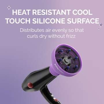 Curl Keeper Diffuser Hair Dryer for Curly Hair - Pop Up Silicone Hair Diffuser Attachment for Blow Dryers - Travel-Friendly & Universal Adjustable Hairdryer Attachment for Frizz-Free Curls